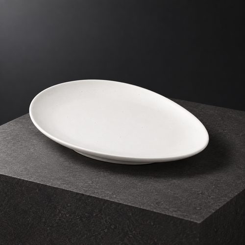 Egg Plate, Small — handcrafted matte white ceramic tableware